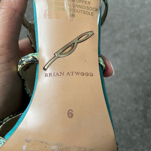Brian Atwood Tyra- Lace up Teal Snakeskin Heels - Picture 5 of 5